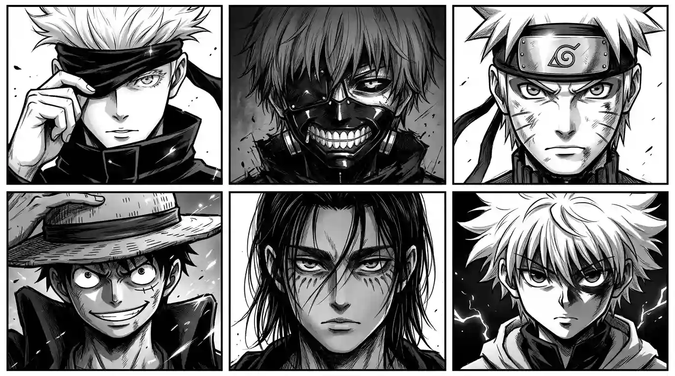 Popular-Anime-Characters-for-Black-and-White-PFPs-1